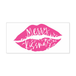 Merry Kissmas Trendy Script Typographic Lips Self-inking Stamp