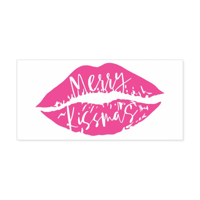 Merry Kissmas | Trendy Script Typographic Lips Self-inking Stamp (Design)