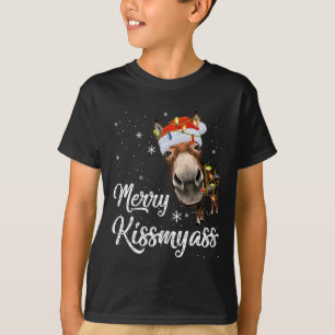 Merry Kissmy Donkey Sarcastic Xmas Funny Pajama Ch T-Shirt