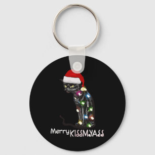 Merry Kissmy Fun Cat Christmas Lights 3  Keychain