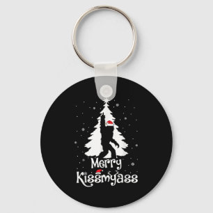 Merry Kissmy Funny Bigfoot Yeti Sasquatch Christma Keychain