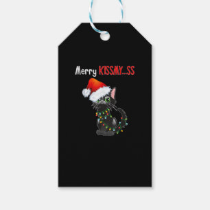 Merry Kissmy..ss Black Cat Christmas Lights Cat In Gift Tags