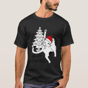 Merry Kissmyass  Cat Licking Butt Cat  Kitten T-Shirt