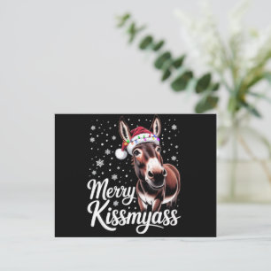 Merry Kissmyass Donkey Sarcastic Xmas Funny Pajama Holiday Postcard