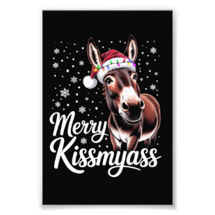 Merry Kissmyass Donkey Sarcastic Xmas Funny Pajama Photo Print