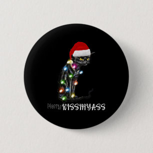 Merry Kissmyass Fun Cat Christmas Lights 2 Inch Round Button