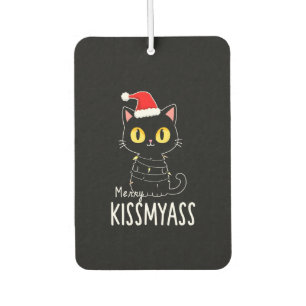 Merry Kissmyass Funny Cat Christmas Lights Premium Air Freshener