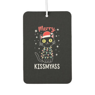 Merry Kissmyass Funny Cat Christmas Lights Premium Air Freshener
