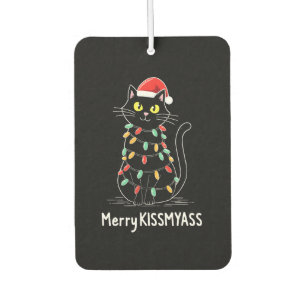 Merry Kissmyass Funny Cat Christmas Lights Premium Air Freshener