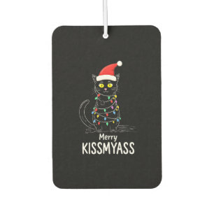Merry Kissmyass Funny Cat Christmas Lights Premium Air Freshener