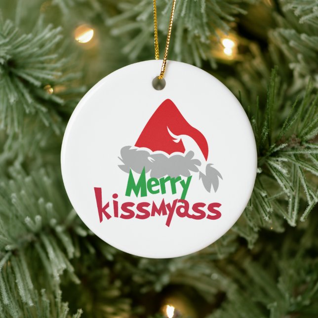 Merry Kissmyass Funny Christmas Ornament (Tree)