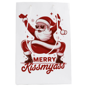 Merry Kissmyass Snarky Christmas Sarcastic Santa Medium Gift Bag