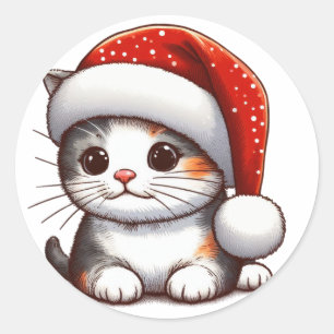 Merry Kitten's Christmas Delight Classic Round Sticker