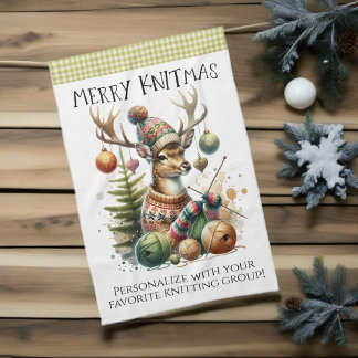 Merry Knittmas Knitting Christmas Kitchen Towel