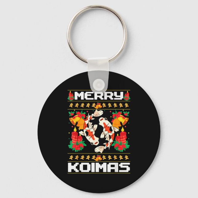 Merry Koima's Koi Fish Ugly Christmas Xmas Party  Keychain (Front)