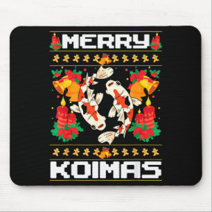 Merry Koima's Koi Fish Ugly Christmas Xmas Party  Mouse Pad