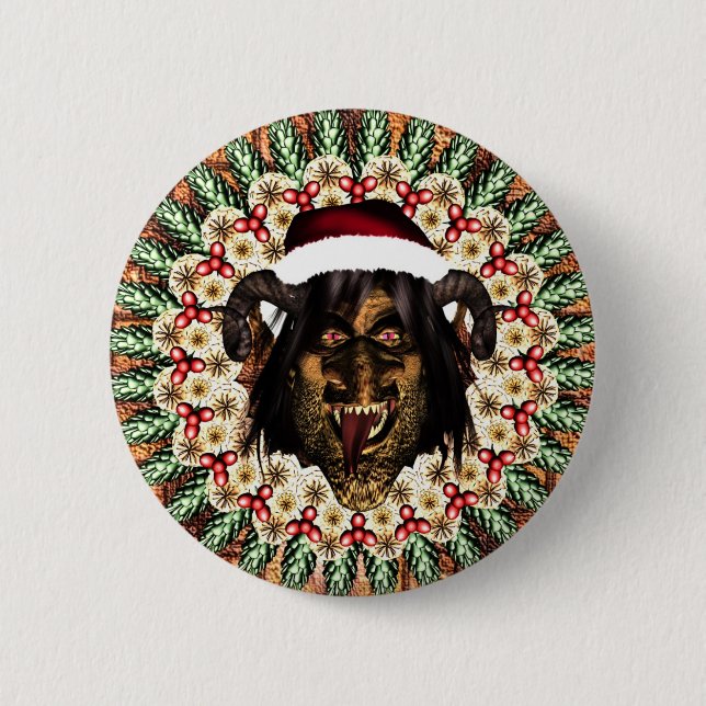 Merry Krampus 2 Inch Round Button (Front)