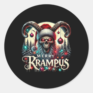 Merry Krampus Christmas Krampus Is Coming To Town Classic Round Sticker