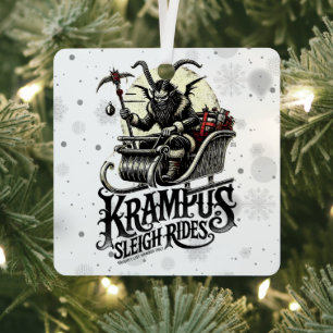 Merry Krampus Christmas Krampus Sleigh Rides Metal Ornament