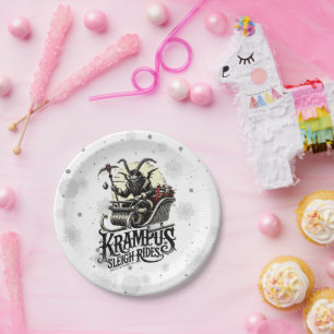 Merry Krampus Christmas Krampus Sleigh Rides Paper Plate