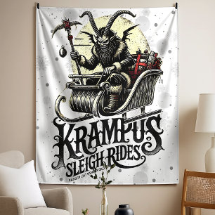 Merry Krampus Christmas Krampus Sleigh Rides Tapestry