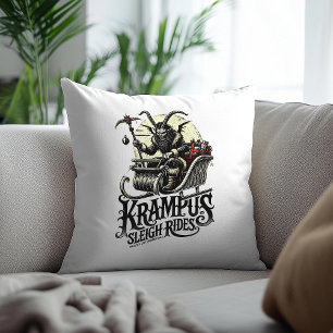 Merry Krampus Christmas Krampus Sleigh Rides Throw Pillow