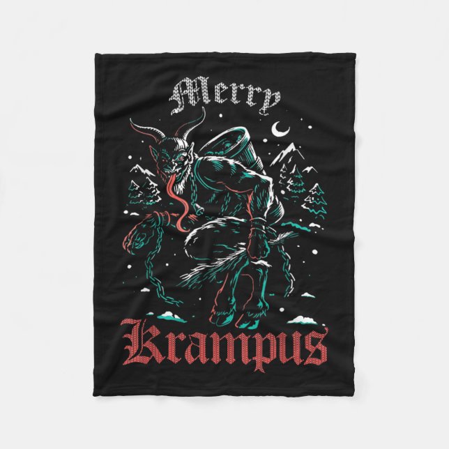 Merry Krampus Christmas Xmas Horror Ugly Evil Paja Fleece Blanket (Front)