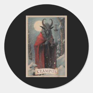 Merry Krampus Christmas Xmas Horror Ugly Sweater E Classic Round Sticker
