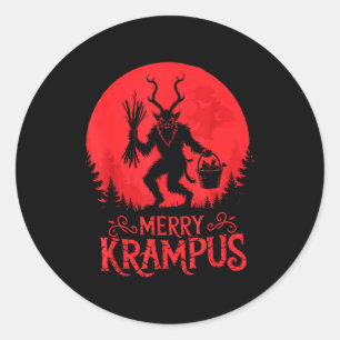 Merry Krampus Christmas Xmas Horror Ugly Sweater E Classic Round Sticker