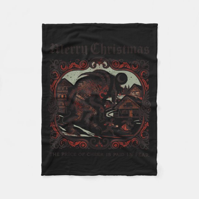 Merry Krampus Christmas Xmas Horror Ugly Sweater E Fleece Blanket (Front)
