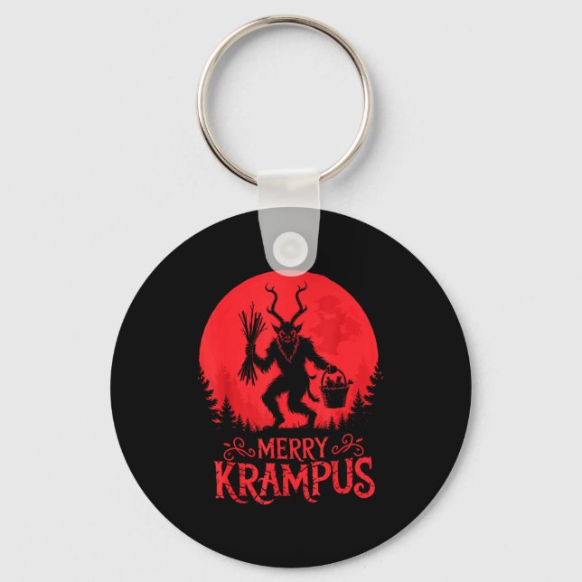 Merry Krampus Christmas Xmas Horror Ugly Sweater E Keychain (Front)