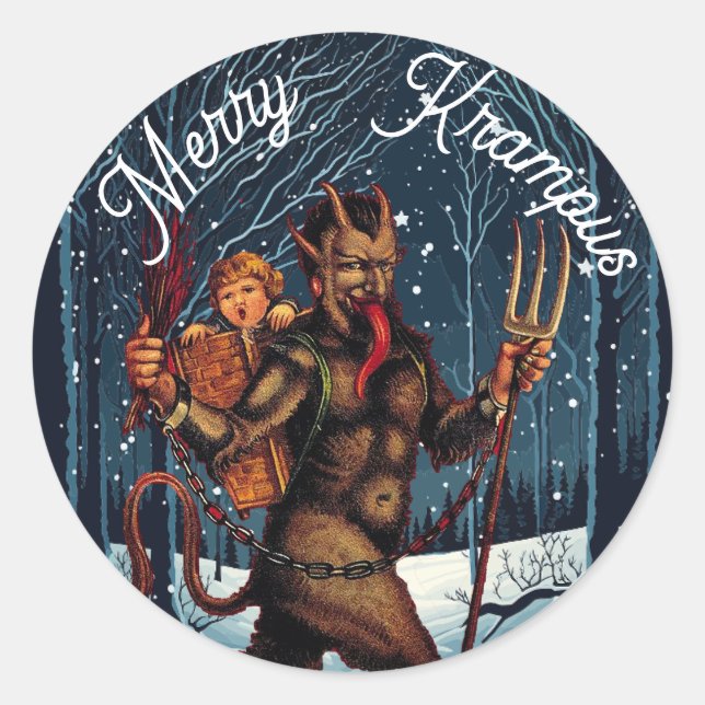 Merry Krampus  Classic Round Sticker (Front)