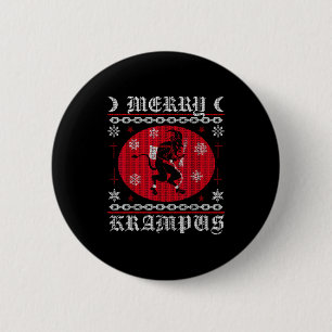 Merry Krampus. Goth Christmas Ugly Sweater. Krampu 2 Inch Round Button