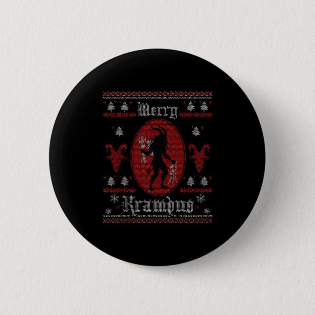 Merry Krampus Horror Soky Evil Funny Ugly Christma 2 Inch Round Button (Front)