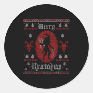 Merry Krampus Horror Soky Evil Funny Ugly Christma Classic Round Sticker