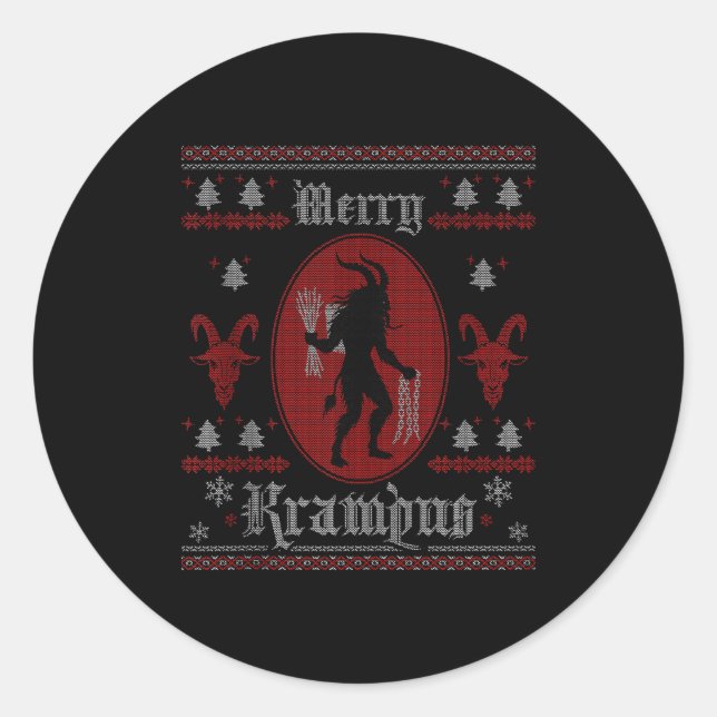Merry Krampus Horror Soky Evil Funny Ugly Christma Classic Round Sticker (Front)