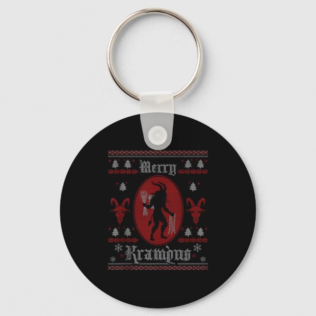 Merry Krampus Horror Soky Evil Funny Ugly Christma Keychain (Front)