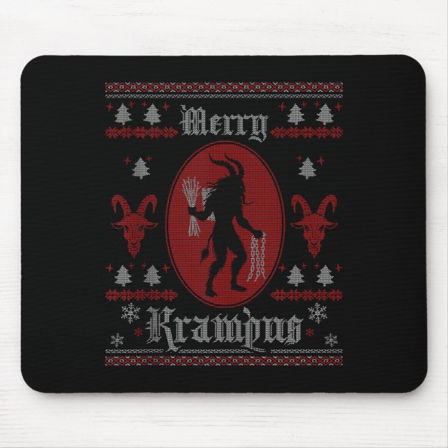 Merry Krampus Horror Soky Evil Funny Ugly Christma Mouse Pad (Front)