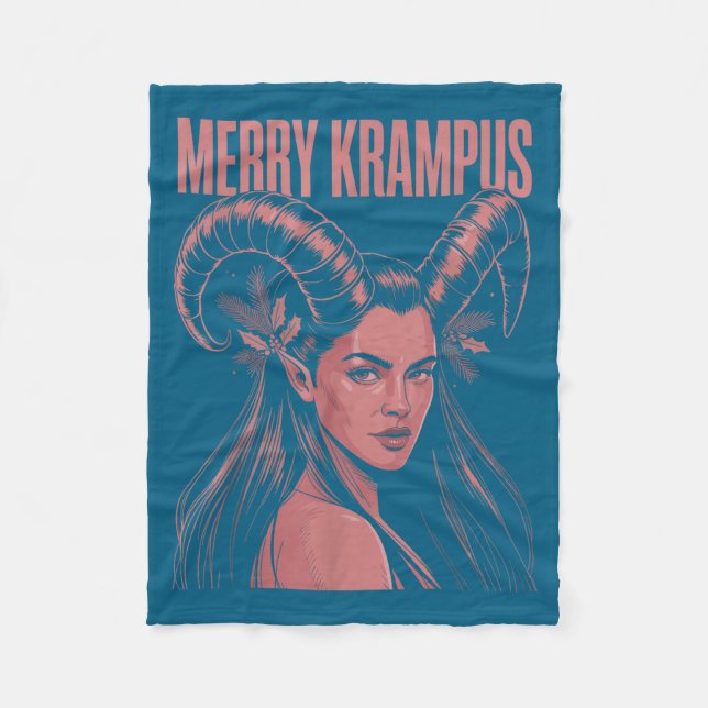 Merry Krampus Ironic Lilith Christmas Dark Feminin Fleece Blanket (Front)