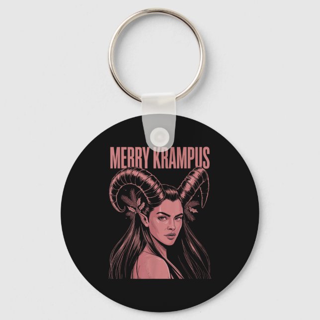 Merry Krampus Ironic Lilith Christmas Dark Feminin Keychain (Front)