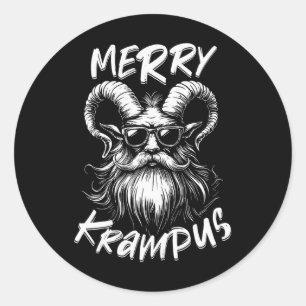 Merry Krampus Mythical Kids Mens Christmas Horror Classic Round Sticker