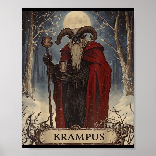 Merry Krampus Pajama Funny Christmas Horror Ugly S Poster (Front)