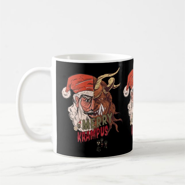 Merry Krampus Scary Santa Horror Christmas Coffee Mug (Left)