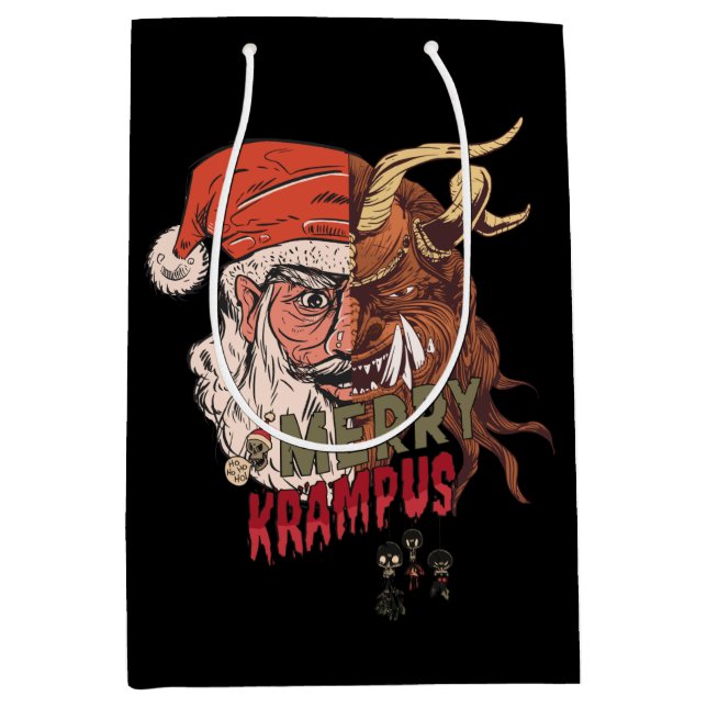Merry Krampus Scary Santa Horror Christmas Medium Gift Bag (Front)