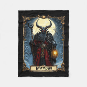 Merry Krampus Tarot Card Christmas Horror Ugly Swe Fleece Blanket