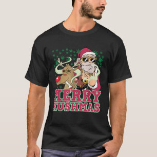 Merry Kushmas Santa Rudolph Smoking Pot T-Shirt