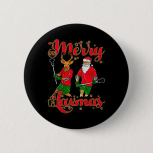 Merry Laxmas Christmas Lacrosse Player Reindeer Sa 2 Inch Round Button