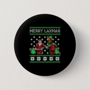Merry Laxmas Funny Christmas Lacrosse Player Holid 2 Inch Round Button