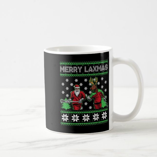 Merry Laxmas Funny Christmas Lacrosse Player Holid Coffee Mug (Right)