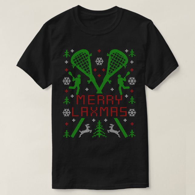 Merry LAXMAS Lacrosse LAX Ugly Christmas Sweater (Design Front)